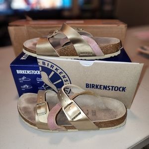 Birkenstock Salina Gold and Pink Metallic